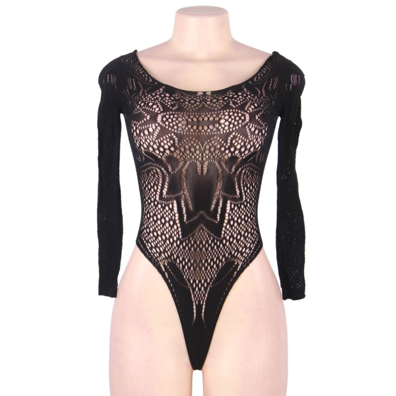 QUEEN LINGERIE - TEDDY MANGA COMPRIDA S/L