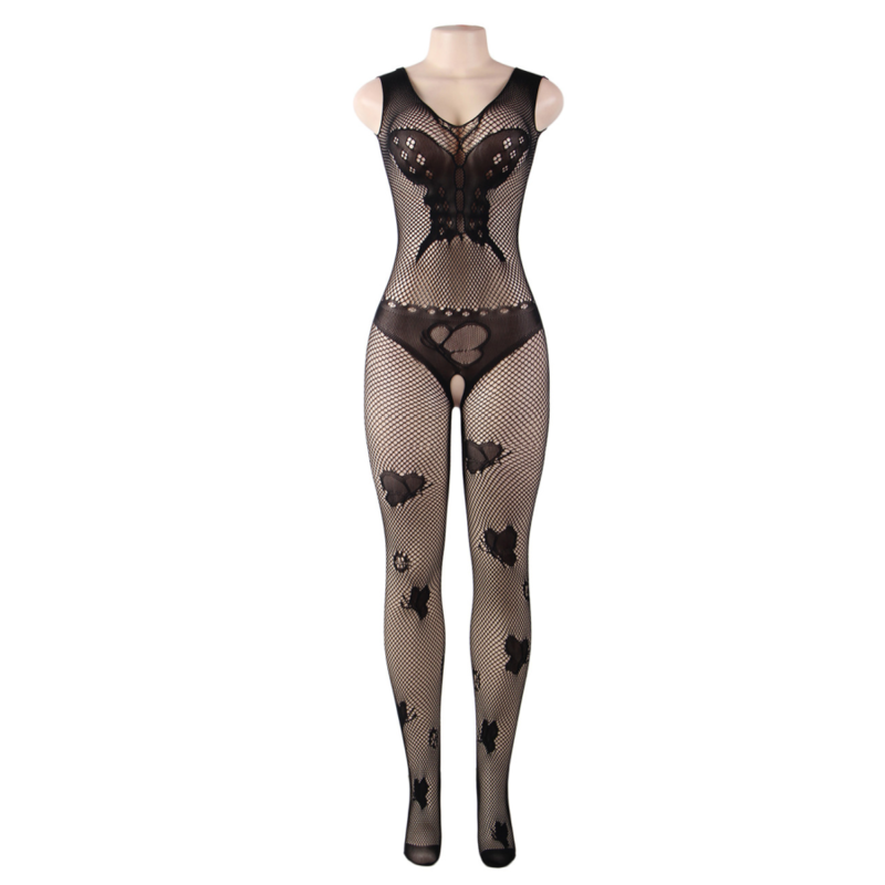 QUEEN LINGERIE - BODYSTOCKING BORDADO BORBOLETA S/L