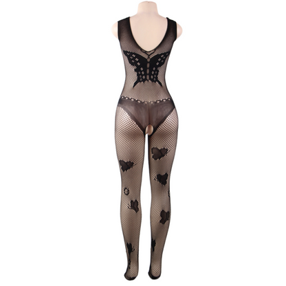 QUEEN LINGERIE - BODYSTOCKING BORDADO BORBOLETA S/L