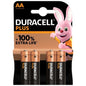 DURACELL - PLUS POWER 100 BATERIA ALCALINA AA LR6 4 UNIDADE