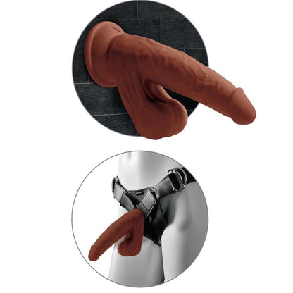 KING COCK - PLUS 3D BOLAS DE BALANO DE DILDO 24.5 CM CASTANHO - Infernum Store