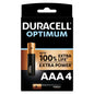 DURACELL - BATERIA ALCALINA OPTIMUM 200 AAA LR03 4 UNIDADE