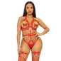 LEG AVENUE - KINK - ARNÊS COM O-RING ESTUDADO TEDDY TAMANHO S - VERMELHO