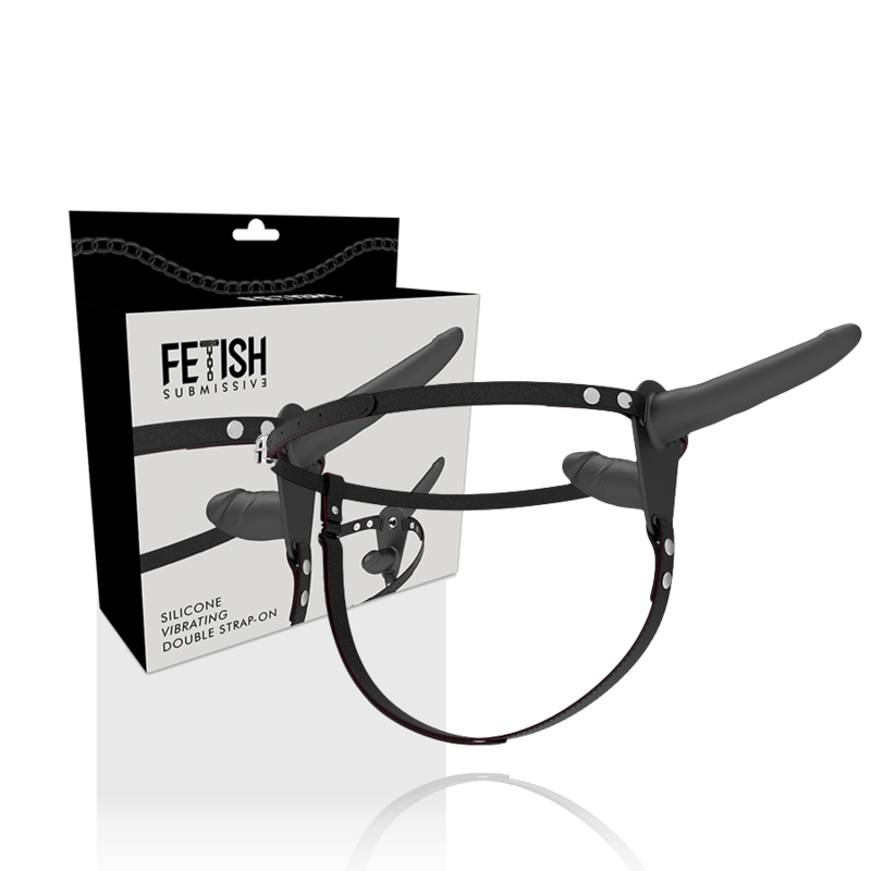 FETISH SUBMISSIVE HARNESS - VIBRADOR PRETO DE DUPLA PENETRAO