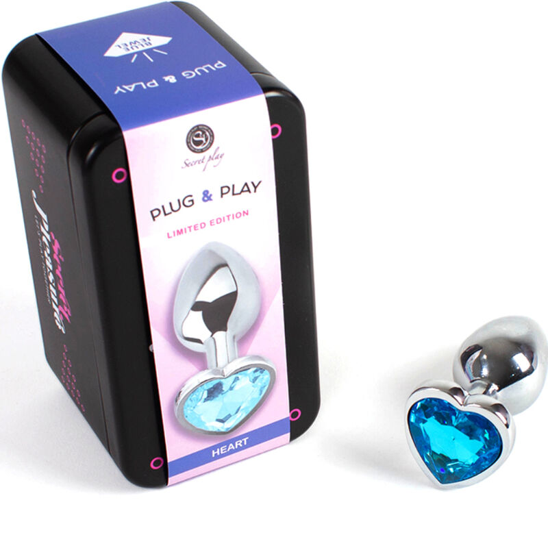 SECRETPLAY - PLUG ANAL DE METAL CORAO AZUL TAMANHO PEQUENO 7 CM