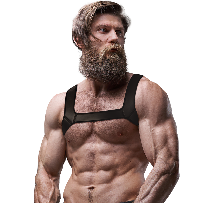 FETISH SUBMISSIVE ATTITUDE - ARNÊS DE PEITO DE NEOPRENE PARA HOMENS TAMANHO L
