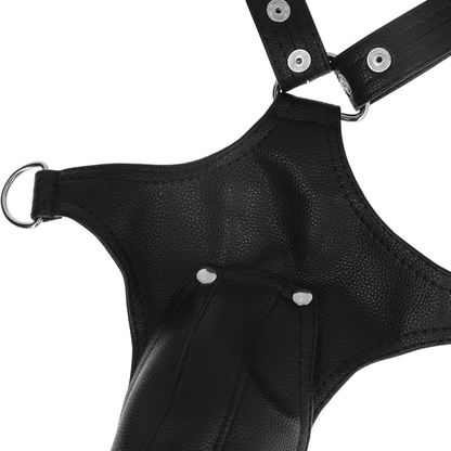 FETISH SUBMISSIVE ATTITUDE - ARNÊS DE COURO ECOLÓGICO MASCULINO COM TIRAS JOGADORAS
