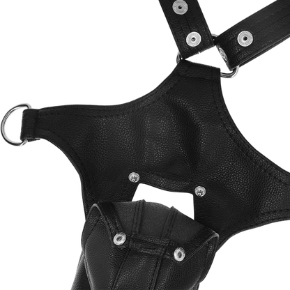 FETISH SUBMISSIVE ATTITUDE - ARNÊS DE COURO ECOLÓGICO MASCULINO COM TIRAS JOGADORAS