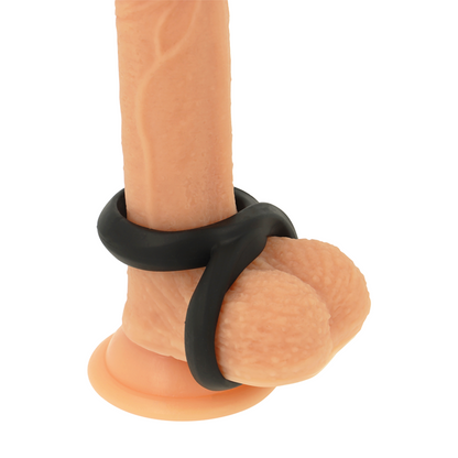 POWERING - SUPER FLEXIBLE AND RESISTANT PENIS AND TESTICLE RING PR12 BLACK - Infernum Store