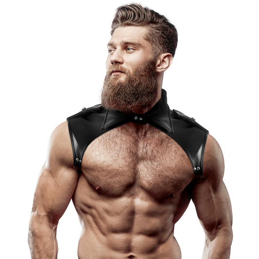 FETISH SUBMISSIVE ATTITUDE - ARNÊS DE PESCOO DE COURO ECOLÓGICO AJUSTVEL BRIGADE MASCULINO