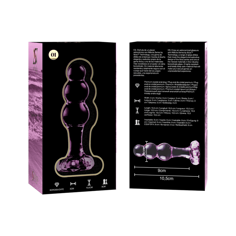 NEBULA SERIES BY IBIZA - MODELO 1 PLUG ANAL VIDRO BOROSILICADO ROSA 10.5 CM -O- 3 CM
