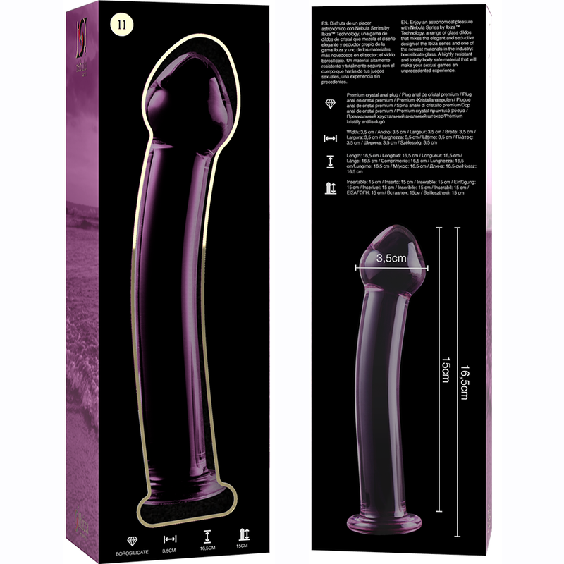 NEBULA SERIES BY IBIZA - MODELO 11 DILDO VIDRO BOROSILICADO ROSA 16 CM -O- 3 CM