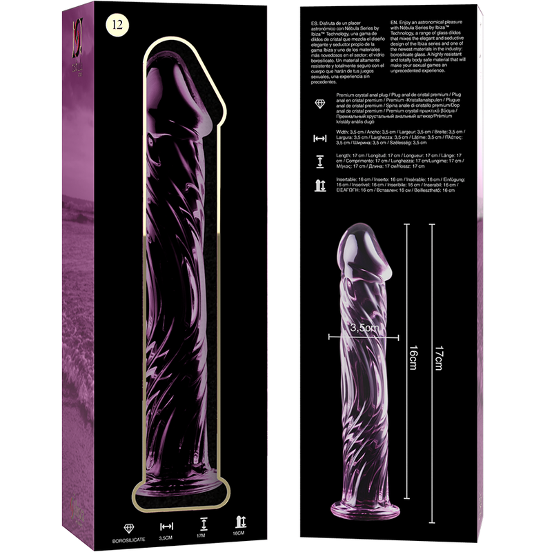 NEBULA SERIES BY IBIZA - MODELO 12 DILDO VIDRO BOROSILICADO ROSA 17 CM -O- 3.5 CM