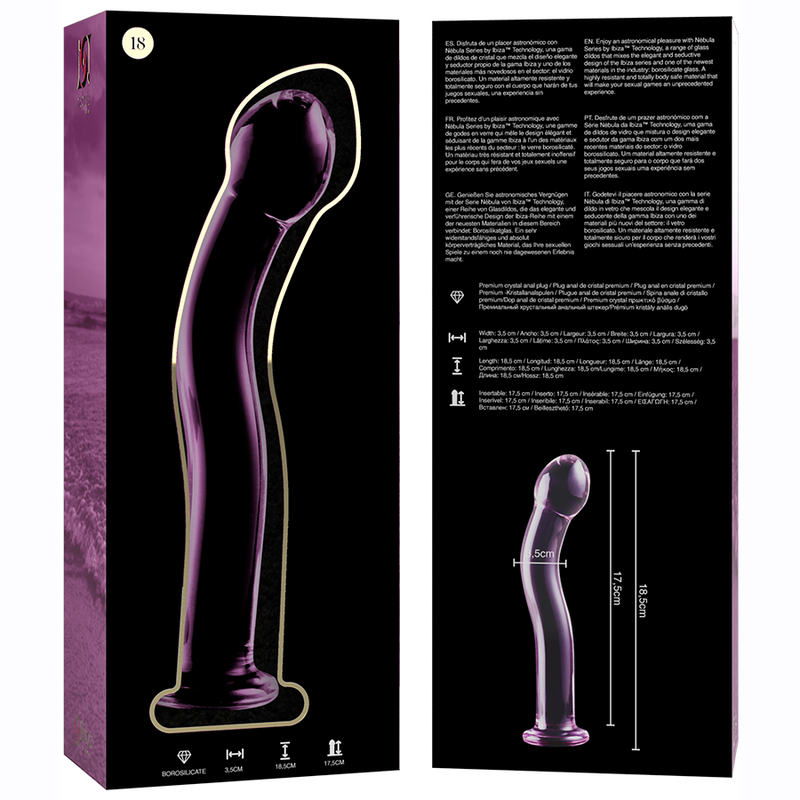 NEBULA SERIES BY IBIZA - MODELO 18 DILDO VIDRO BOROSILICADO ROSA 18.5 CM -O- 3.5 CM