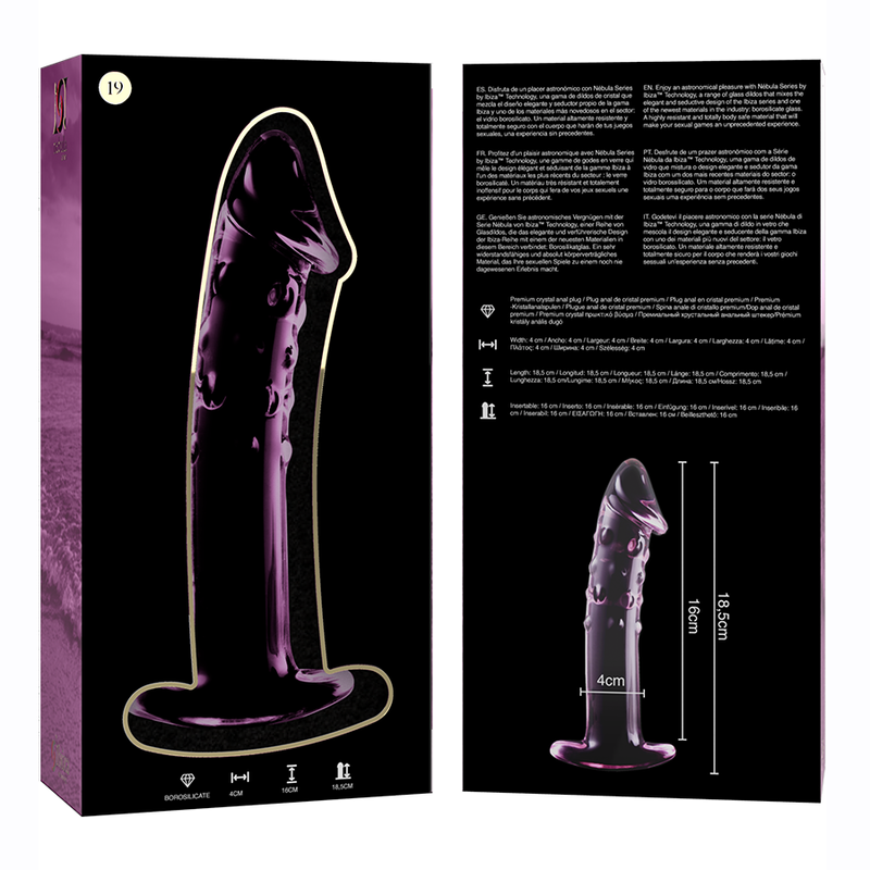 NEBULA SERIES BY IBIZA - MODELO 19 DILDO VIDRO BOROSILICADO ROSA 18.5 CM -O- 4 CM