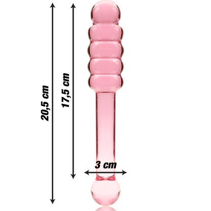 NEBULA SERIES BY IBIZA - MODELO 20 DILDO VIDRO BOROSILICADO ROSA 20.5 CM -O- 3 CM