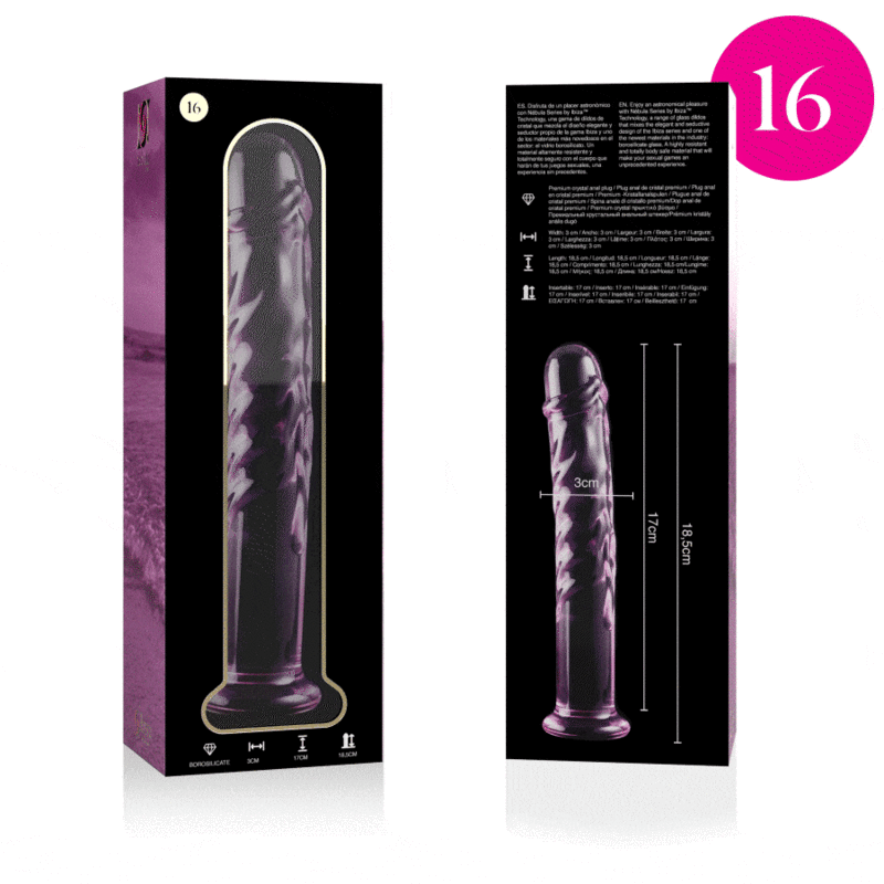 NEBULA SERIES BY IBIZA - MODELO 16 DILDO VIDRO BOROSILICADO ROSA 18.5 CM -O- 3 CM