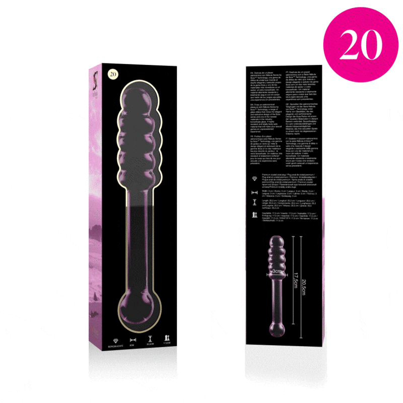 NEBULA SERIES BY IBIZA - MODELO 20 DILDO VIDRO BOROSILICADO ROSA 20.5 CM -O- 3 CM