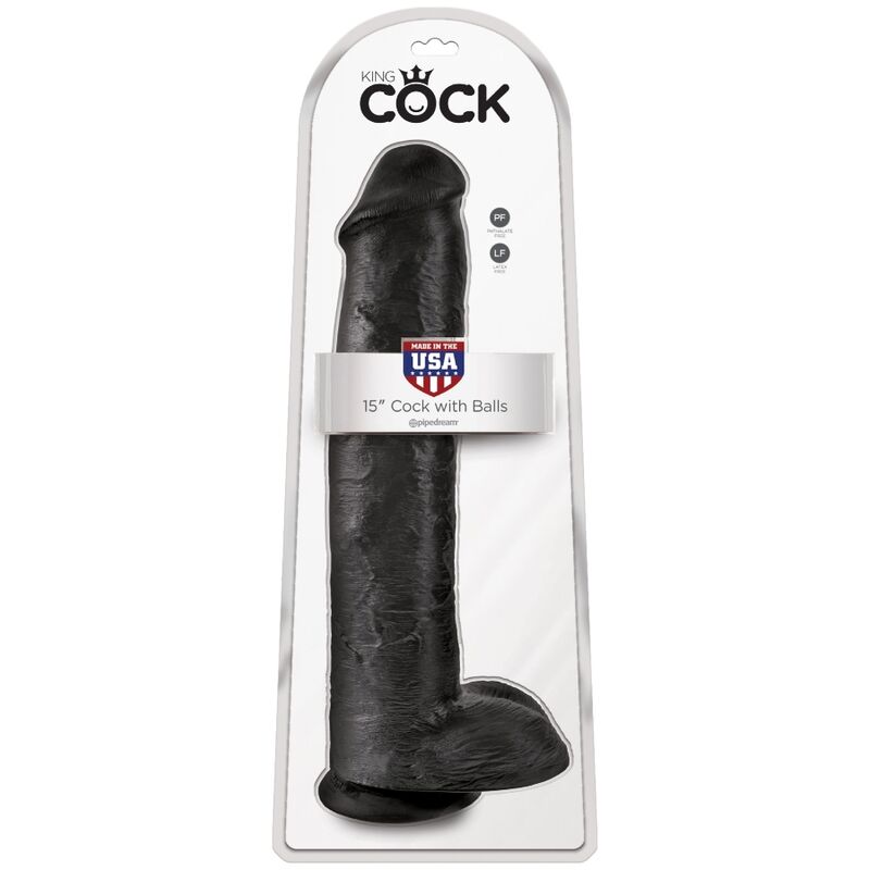 KING COCK - PÊNIS REALÍSTICO COM BOLAS 34.2 CM PRETO - Infernum Store