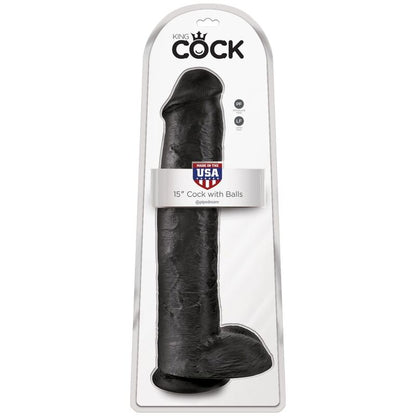 KING COCK - PÊNIS REALÍSTICO COM BOLAS 34.2 CM PRETO - Infernum Store