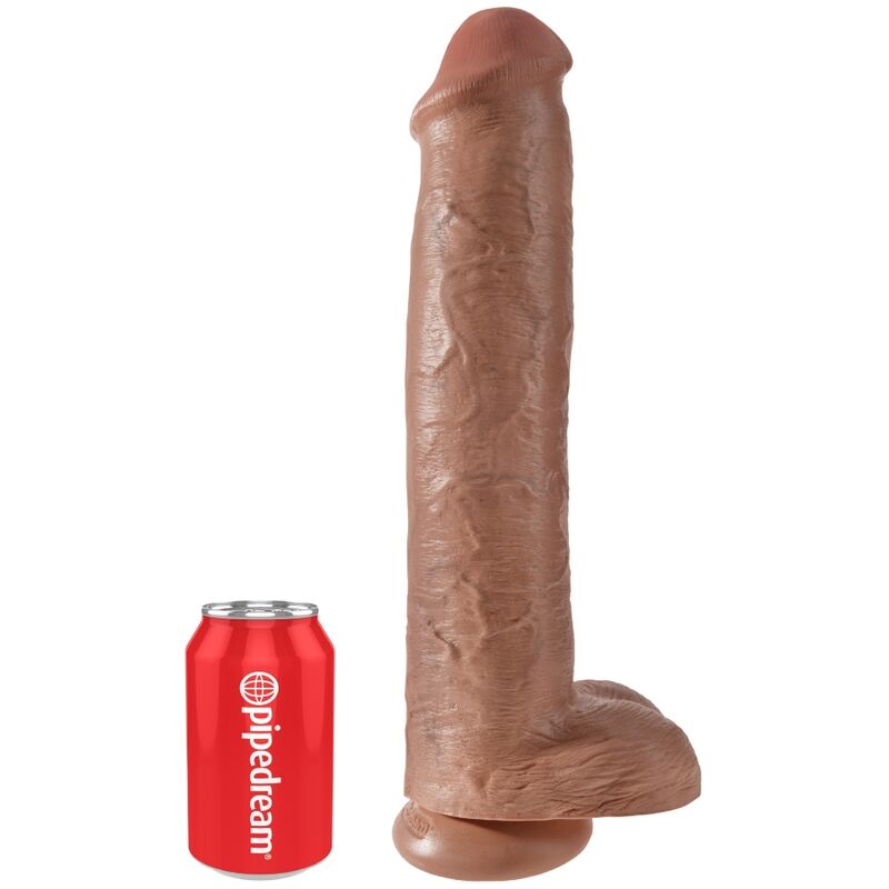 KING COCK - PÊNIS REALÍSTICO COM BOLAS 34.2 CM CARAMELO - Infernum Store