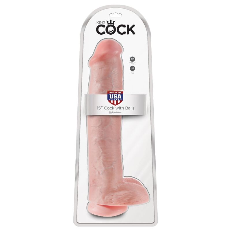KING COCK - PÊNIS REALÍSTICO COM BOLAS 34.2 CM LEVE - Infernum Store
