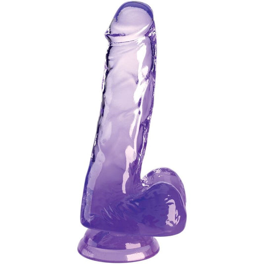 KING COCK - CLEAR PÊNIS REALÍSTICO COM BOLAS 13.5 CM ROXO - Infernum Store