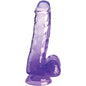KING COCK - CLEAR PÊNIS REALÍSTICO COM BOLAS 13.5 CM ROXO - Infernum Store