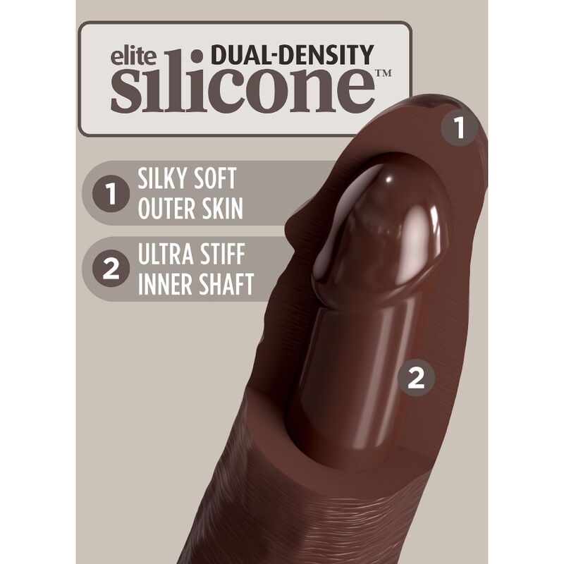 KING COCK - ELITE DILDO DE SILICONE REALISTA 20.3 CM CASTANHO - Infernum Store