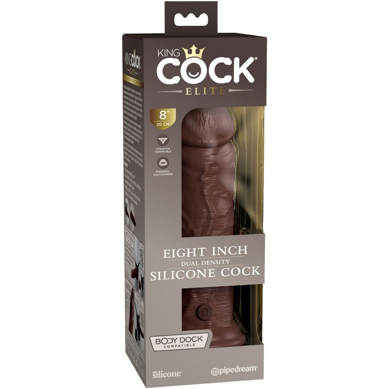 KING COCK - ELITE DILDO DE SILICONE REALISTA 20.3 CM CASTANHO - Infernum Store