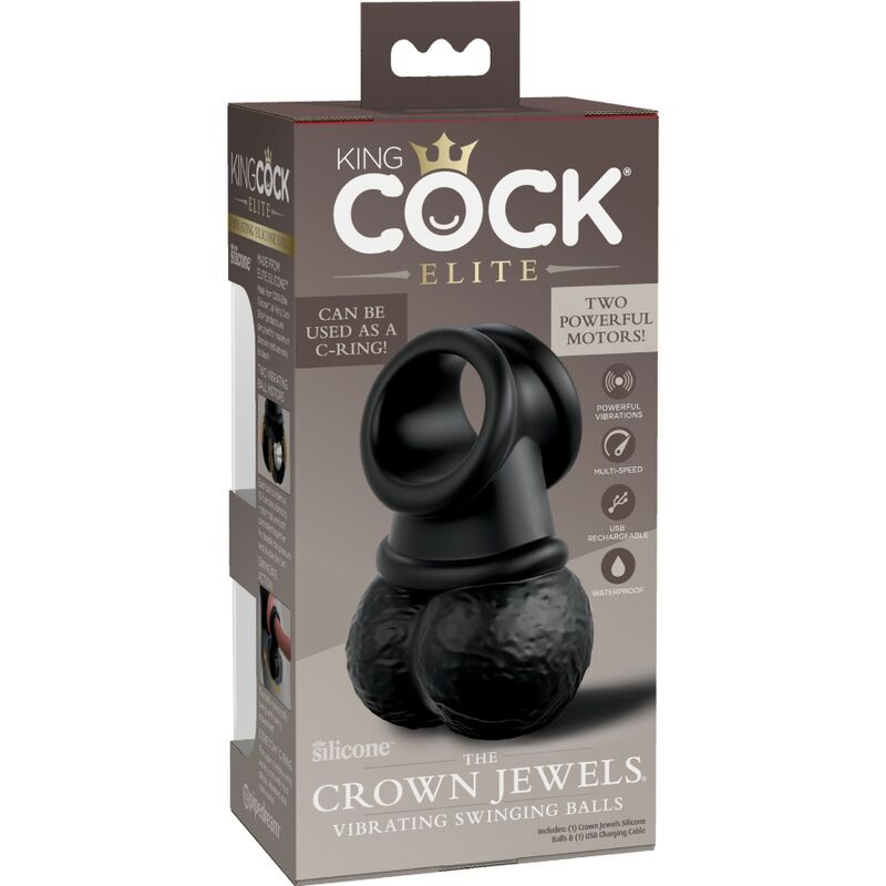 KING COCK - ELITE ANEL COM SILICONE VIBRANTE DE TESTÍCULOS - Infernum Store