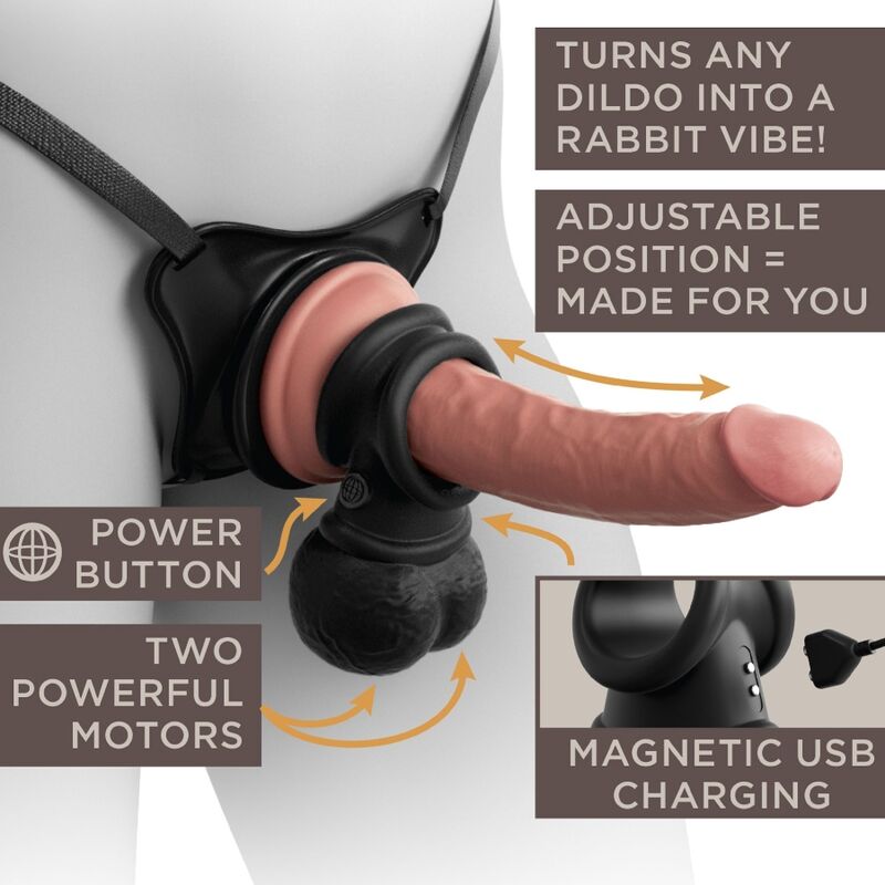 KING COCK - ELITE ANEL COM SILICONE VIBRANTE DE TESTÍCULOS - Infernum Store