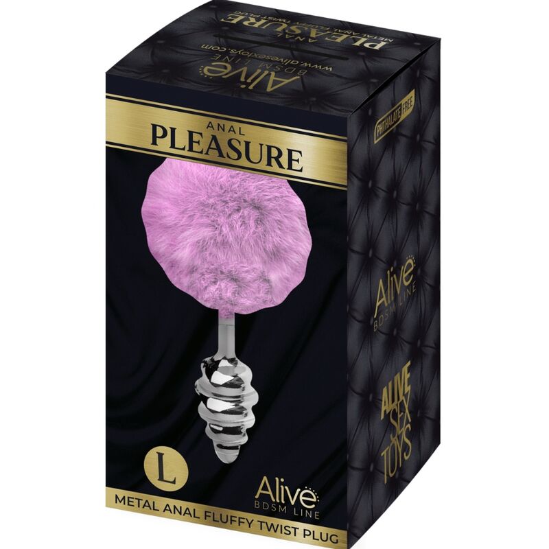 ALIVE - PLUG DE PRAZER ANAL ESPIRAL METAL FLUFFY VIOLETA TAMANHO L