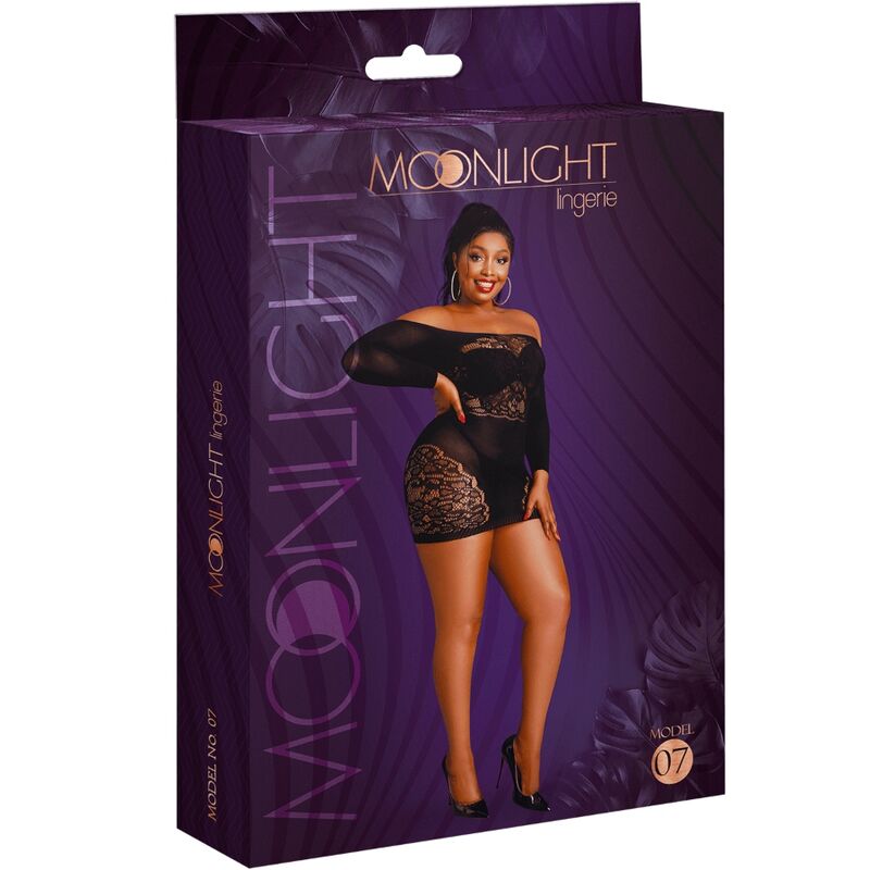 MOONLIGHT - MODELO 7 VESTIDO MANGA COMPRIDA PRETO PLUS SIZE