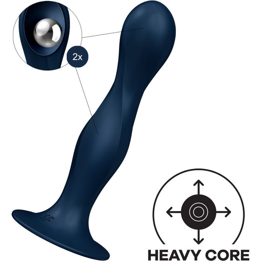 SATISFYER - DILDO DOUBLE BALL-R SILICONE AZUL - Infernum Store