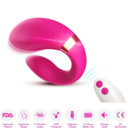 ARMONY - VIBRADOR CRESCENTE PARA CASAIS CONTROLE REMOTO FÚCSIA