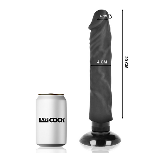 BASECOCK - REALISTIC VIBRATOR 2-1 BLACK 20 CM -O- 4 CM