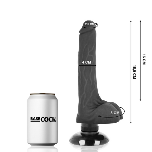 BASECOCK - REALISTIC VIBRATOR 2-1 BLACK 18.5 CM -O- 4 CM