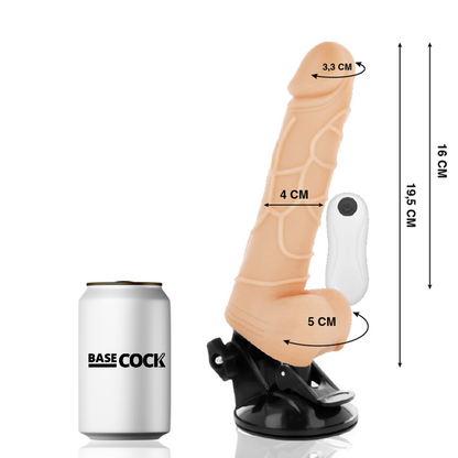 BASECOCK - REALISTIC VIBRATOR REMOTE CONTROL NATURAL WITH TESTICLES 19.5 CM -O- 4 CM - Infernum Store