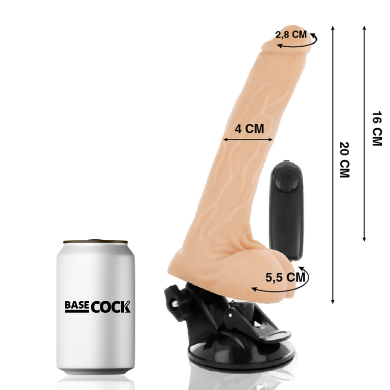 BASECOCK - REALISTIC NATURAL REMOTE CONTROL VIBRATOR WITH TESTICLES 20 CM -O- 4 CM