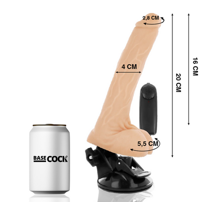 BASECOCK - REALISTIC NATURAL REMOTE CONTROL VIBRATOR WITH TESTICLES 20 CM -O- 4 CM - Infernum Store