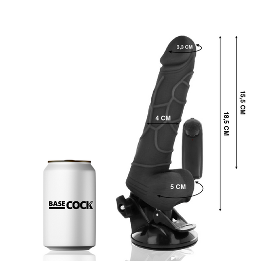 BASECOCK - REALISTIC VIBRATOR REMOTE CONTROL BLACK 18.5 CM -O- 4CM