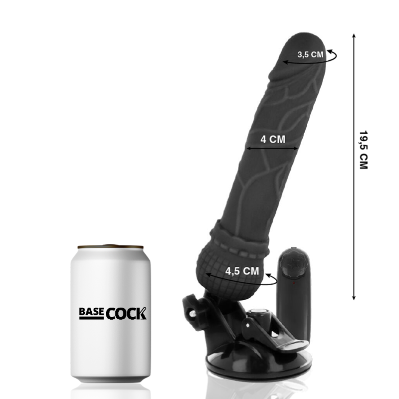 BASECOCK - REALISTIC VIBRATOR REMOTE CONTROL BLACK 19.5 CM -O- 4 CM