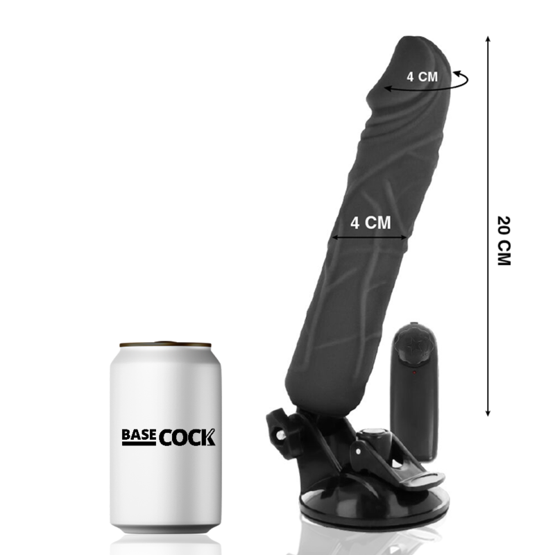 BASECOCK - REALISTIC VIBRATOR REMOTE CONTROL BLACK 20 CM -O- 4 CM