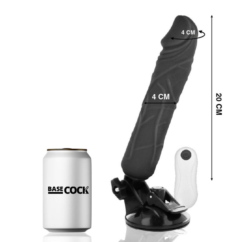 BASECOCK - REALISTIC VIBRATOR REMOTE CONTROL BLACK 20 CM -O- 4 CM