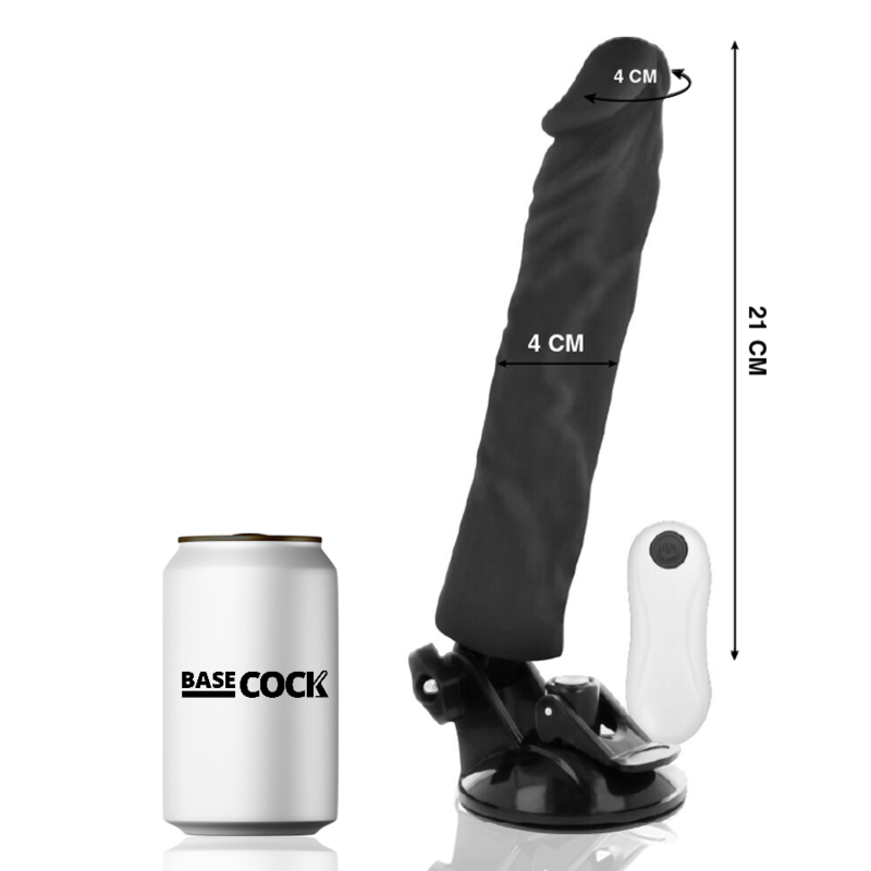 BASECOCK - REALISTIC VIBRATOR REMOTE CONTROL BLACK 21 CM -O- 4 CM