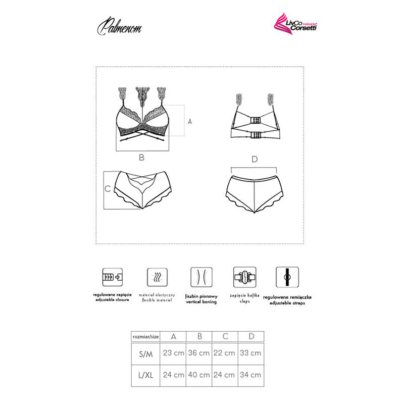 LIVCO CORSETTI FASHION - PALMENOM LC 90614 SUJETADOR + PANTY NEGRO