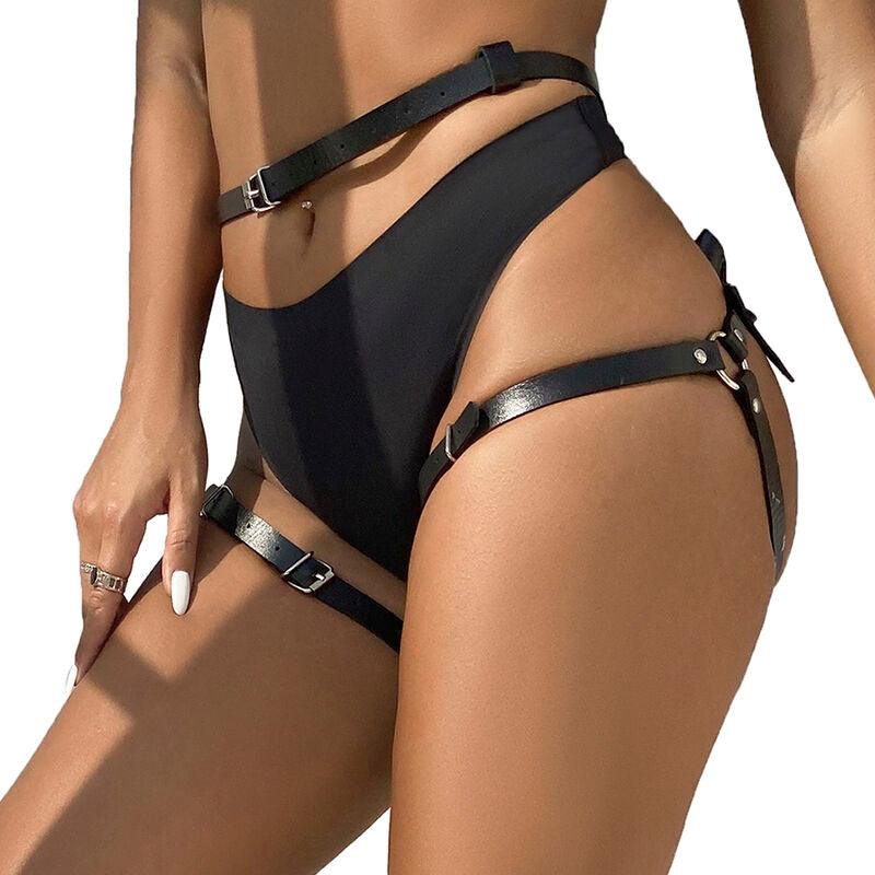 SUBBLIME - LEATHER WAIST AND LEG HARNESS BLACK ONE SIZE