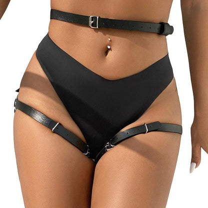 SUBBLIME - LEATHER WAIST AND LEG HARNESS BLACK ONE SIZE