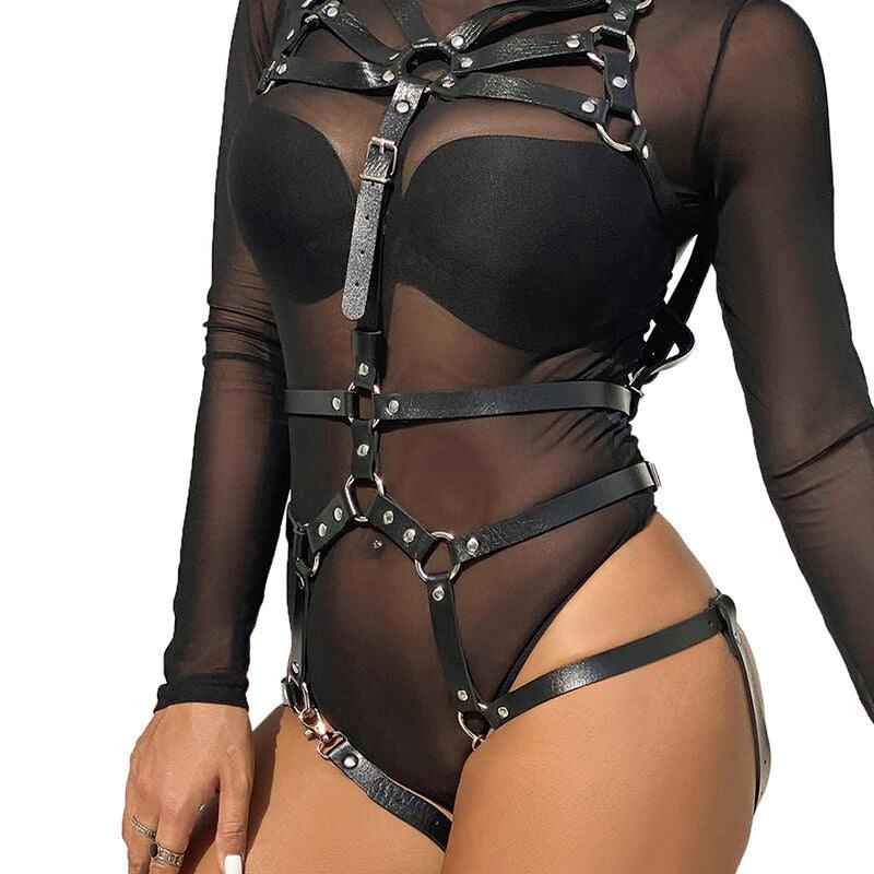 SUBBLIME - BODY HARNESS ADJUSTABLE STRAPS LEATHER BLACK ONE SIZE